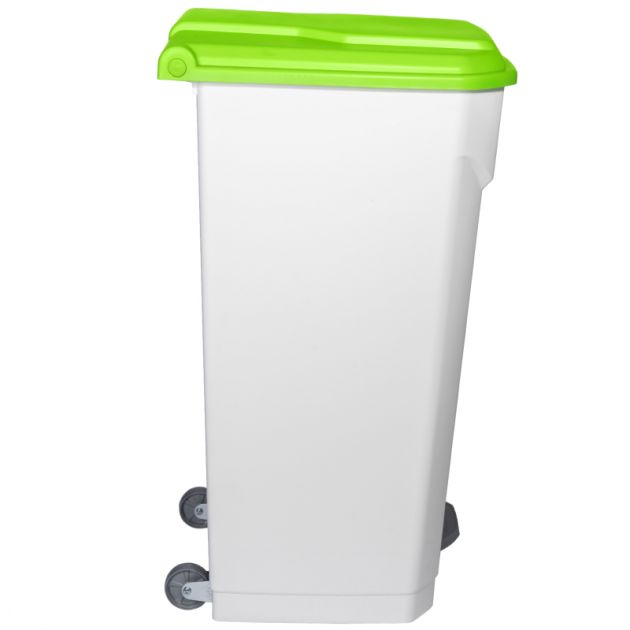 Poubelle de tri blanche - couvercle vert - Delcourt 45 L, 70 L, 90 L