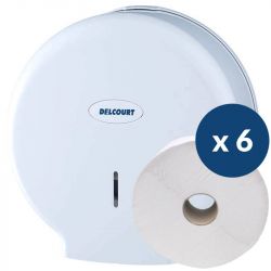 Distributeur papier toilette & rouleau papier toilette - Lot de 6