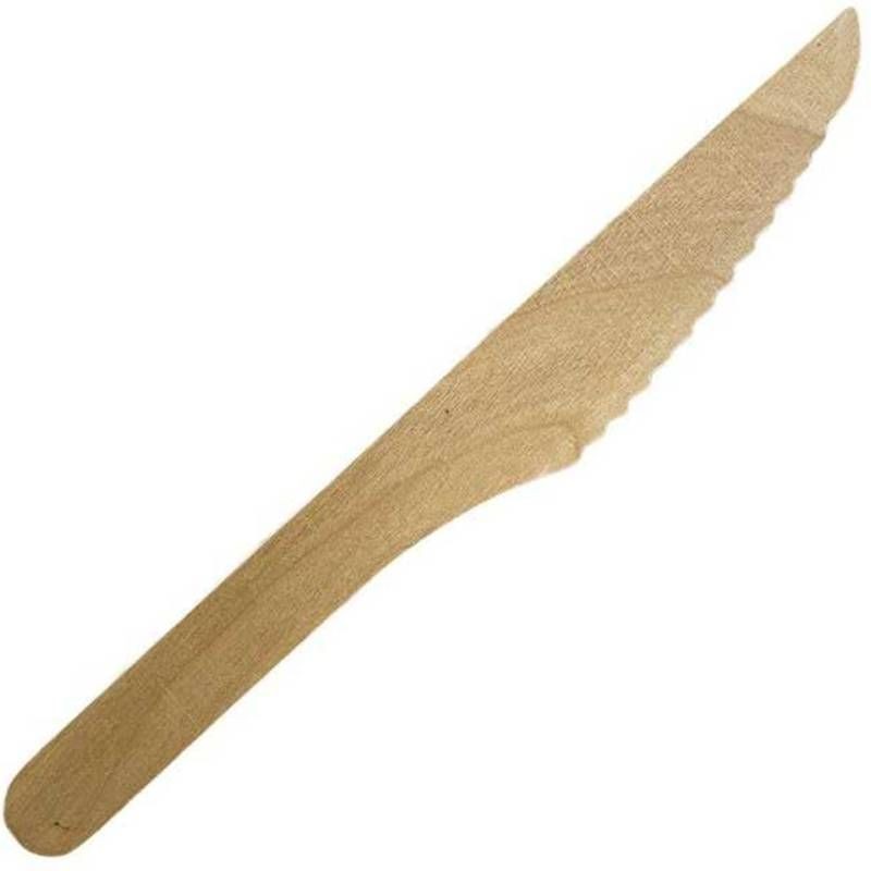 Couteau biodégradable en bois naturel 16,5 cm - lot de 250 Couteau biodégradable en bois naturel 16,5 cm - lot de 250