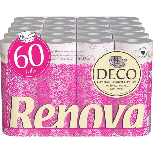 Papier toilette 4 plis Rénova colis de 60 rouleaux de 140 feuilles