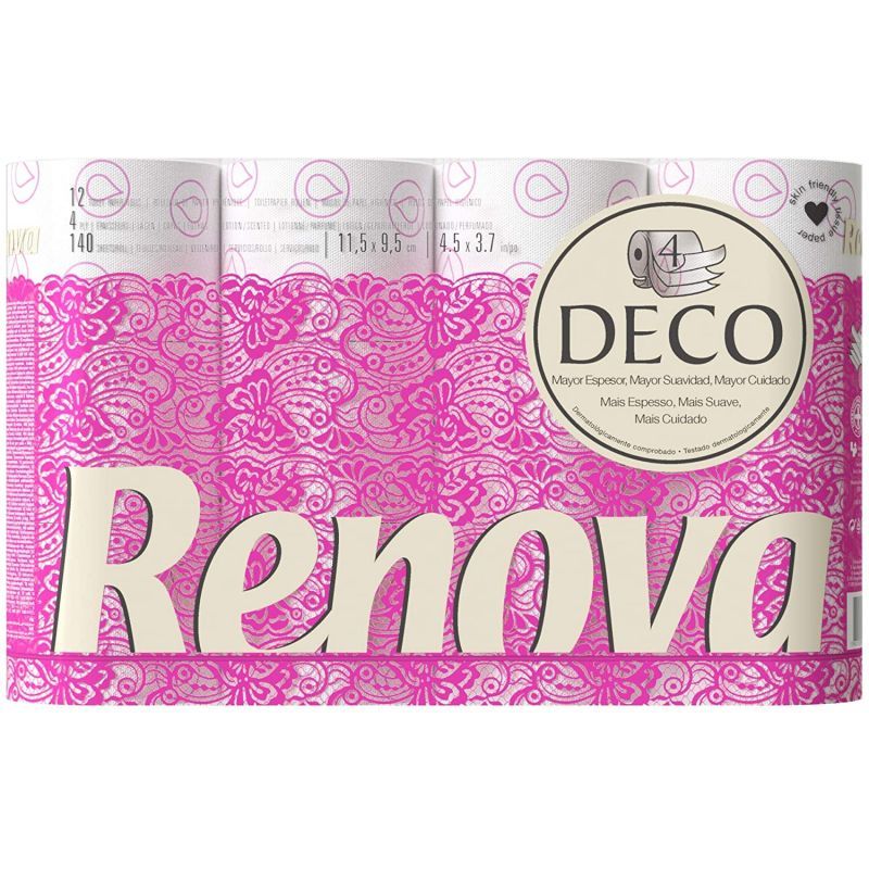 Papier toilette Renova Deco 4 plis - colis de 60 rouleaux