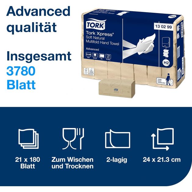 Essuie main pliage en Z Tork Xpress H2 - 3780 feuilles