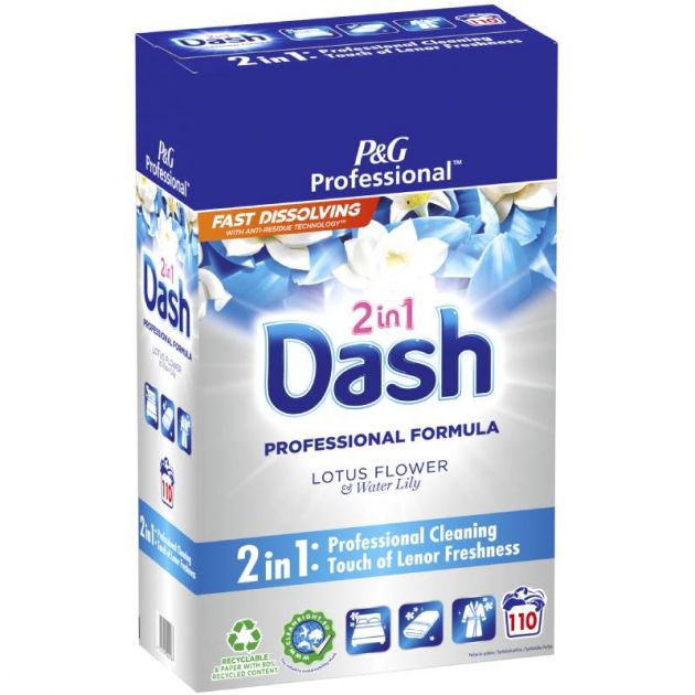 Lessive en poudre Dash 2 en 1 professionnel - baril de 110 doses