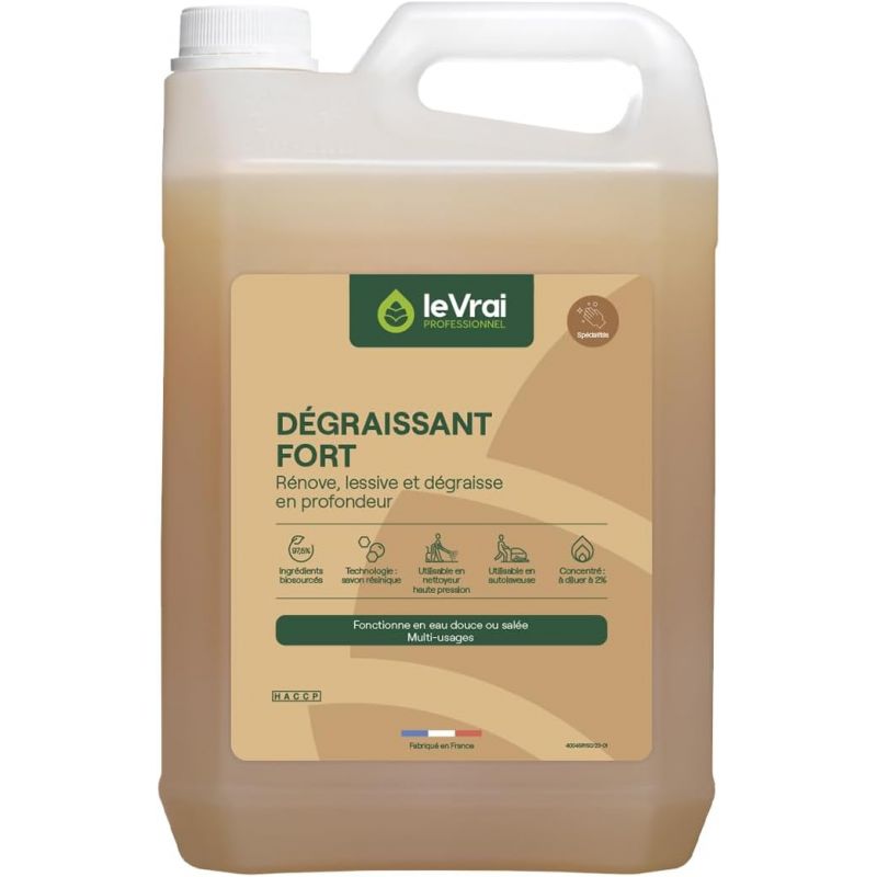 produit nettoyant dégraissant concentré sols industriels Le Vrai - bidon de 5 L