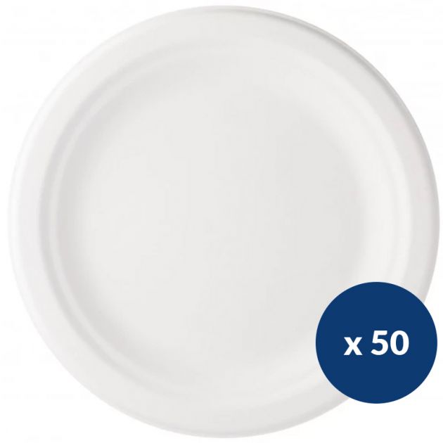 50 Assiettes carton blanc Ø 22,5 cm