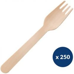Fourchette biodégradable en bois naturel 16,5 cm - lot de 250