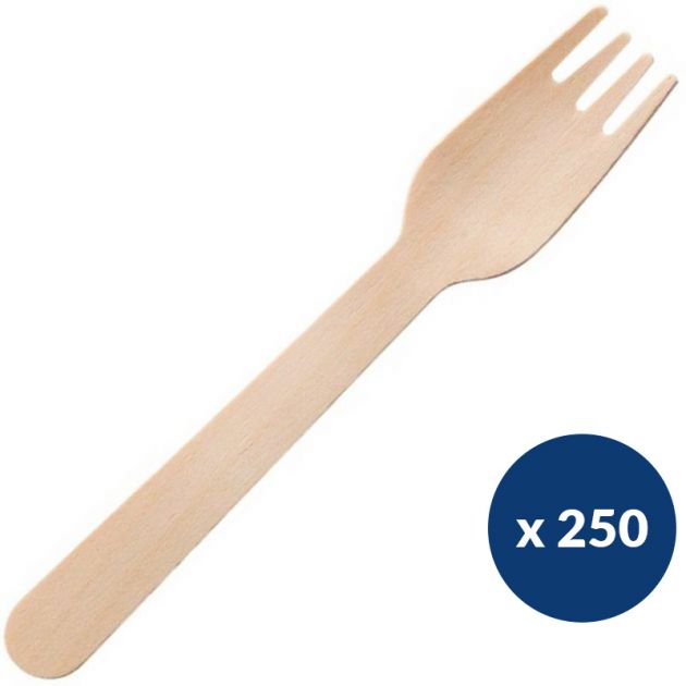 Fourchette biodégradable en bois naturel 16,5 cm - lot de 250