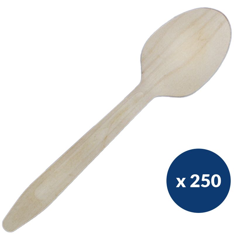 Cuillère à soupe biodégradable en bois naturel 16 cm - lot de 250 Cuillère à soupe biodégradable en bois naturel 16 cm - lot de 250