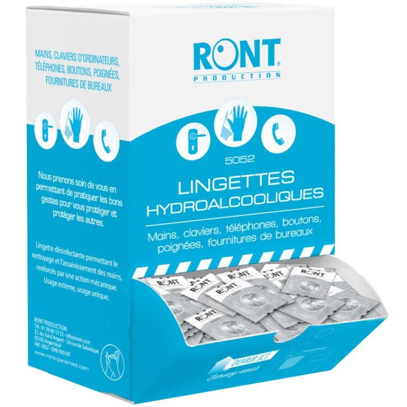 Lingette hydroalcoolique mains et surfaces en sachet individuel x250 Lingette hydroalcoolique mains et surfaces en sachet individuel x250