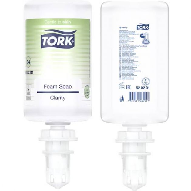Recharge savon mousse mains sans parfum Tork S4 1L lot de 6 Recharge savon mousse mains sans parfum Tork S4 1L lot de 6
