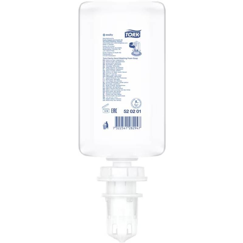 Recharge savon mousse mains sans parfum Tork S4 1L lot de 6 Recharge savon mousse mains sans parfum Tork S4 1L lot de 6