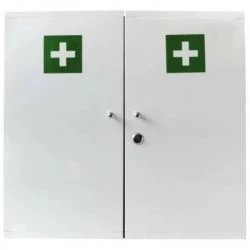 Armoire à pharmacie en acier blanc pour nécessaire d'urgence -2 portes 12 étagères