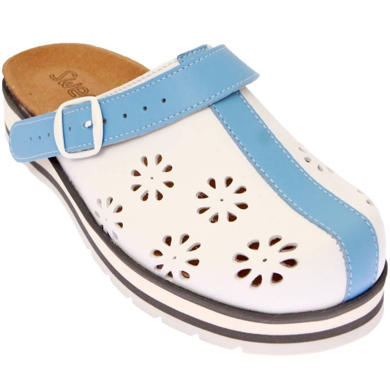 Sabot de travail femme cuir imperméable bicolore