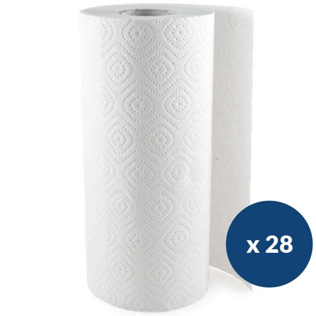 Essuie tout double épaisseur Ecolabel blanc 28 rouleaux Essuie tout double épaisseur Ecolabel blanc 28 rouleaux
