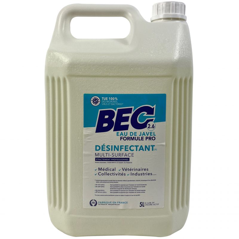 Eau de Javel 2,6 % de chlore actif bidon de 5 L Eau de Javel 2,6 % de chlore actif bidon de 5 L