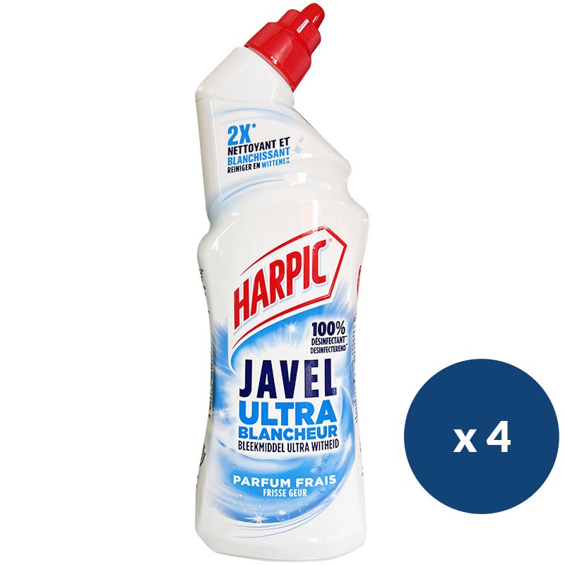Gel Javel désinfectant WC 750 ml Harpic - lot de 4 flacons