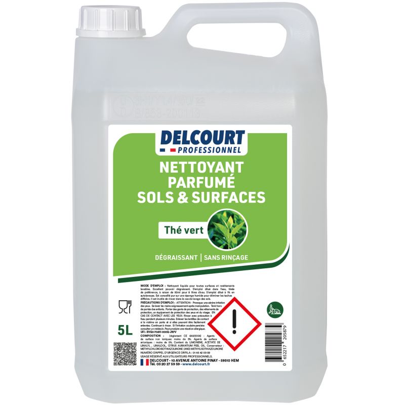 Nettoyant dégraissant sol parfumé bidon de 5 L Delcourt thé vert Nettoyant dégraissant sol parfumé bidon de 5 L Delcourt thé vert