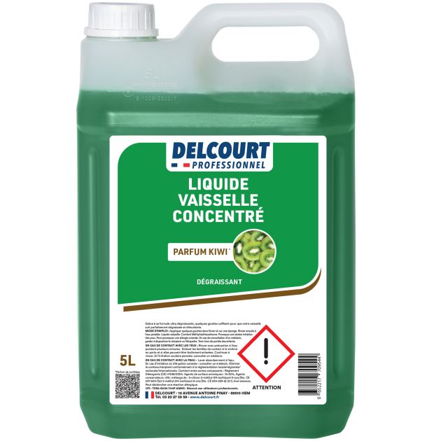 Liquide vaisselle mains concentré kiwi Delcourt bidon 5L Liquide vaisselle mains concentré kiwi Delcourt bidon 5L