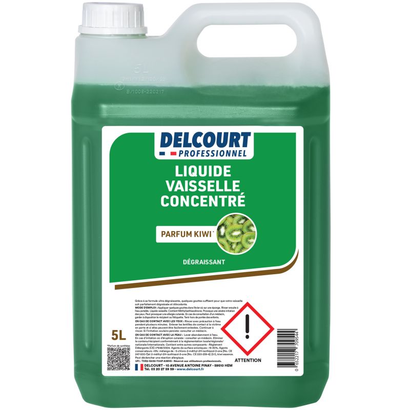 Liquide vaisselle mains concentré kiwi Delcourt bidon 5L Liquide vaisselle mains concentré kiwi Delcourt bidon 5L