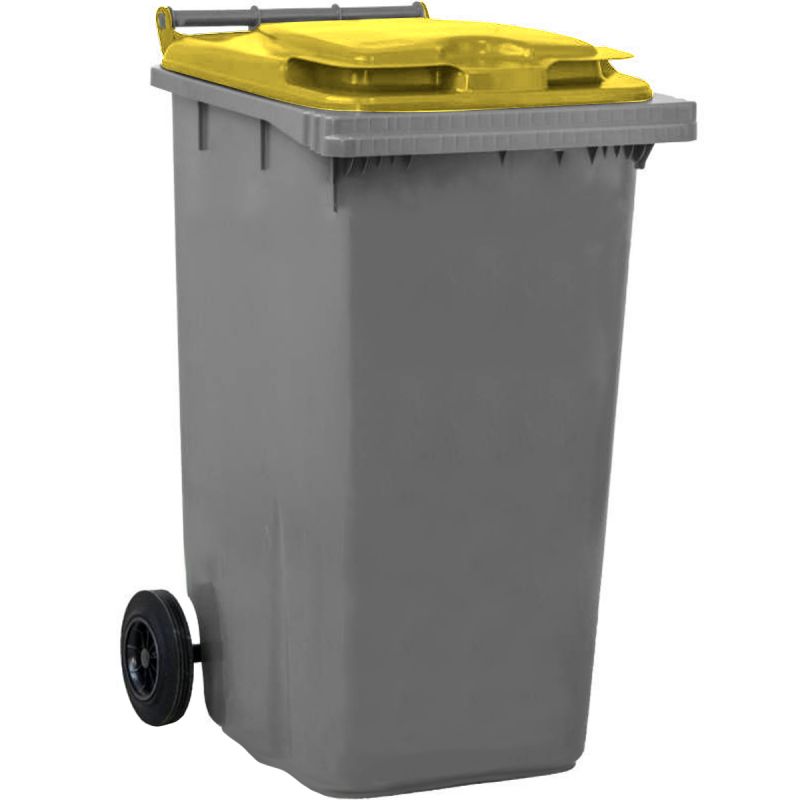 Conteneur poubelle 240 litres 2 roues jaune Conteneur poubelle 240 litres 2 roues jaune