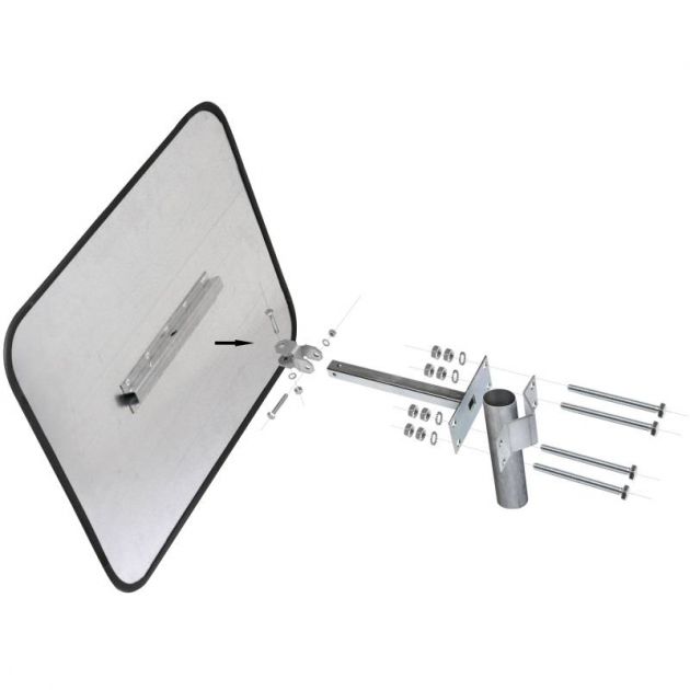 Miroir de surveillance inox avec kit de fixation poteau Miroir de surveillance inox avec kit de fixation poteau