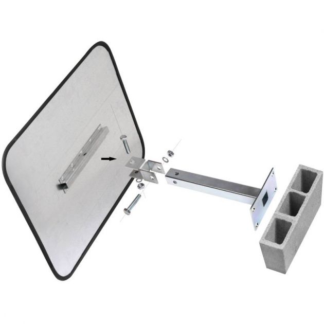 Miroir de surveillance inox avec kit de fixation mural Miroir de surveillance inox avec kit de fixation mural