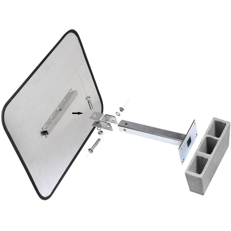 Miroir de surveillance inox avec kit de fixation mural Miroir de surveillance inox avec kit de fixation mural
