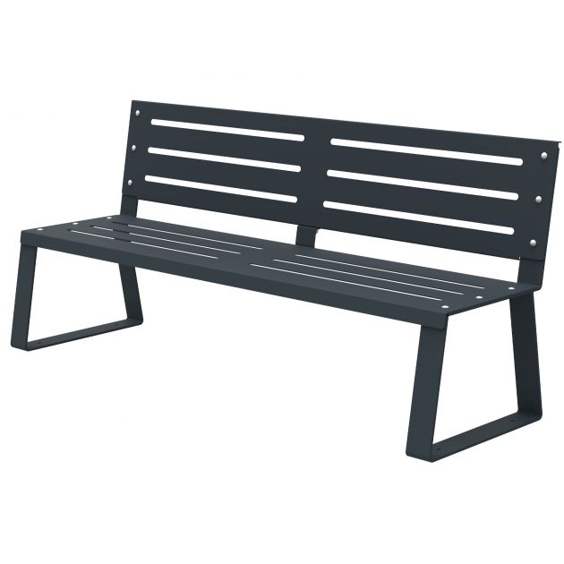 Banc public en métal gris anthracite à fixer Ballade