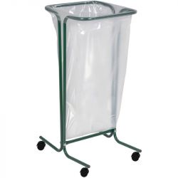 Support sur pied de sac poubelle mobile acier 110 L Rossignol Vert