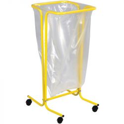 Support sur pied de sac poubelle mobile acier 110 L Rossignol Jaune