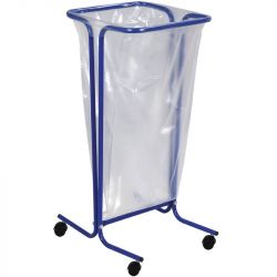 Support sur pied de sac poubelle mobile acier 110 L Rossignol Bleu