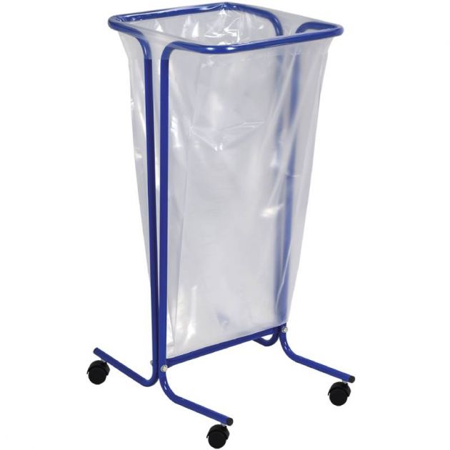 Support sur pied de sac poubelle mobile acier blanc 110 LRossignol bleu