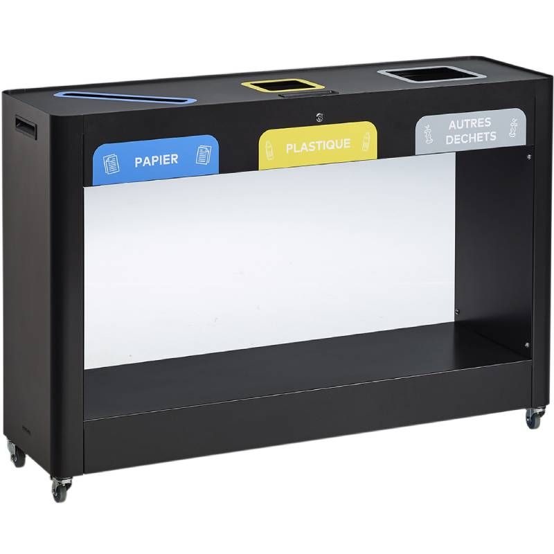 Borne de tri sélectif mobile vigipirate gris trimouv 3 x 110 L Borne de tri sélectif mobile vigipirate gris trimouv 3 x 110 L