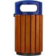 Poubelle d\'extérieur ronde bois et métal Zeno Bleu