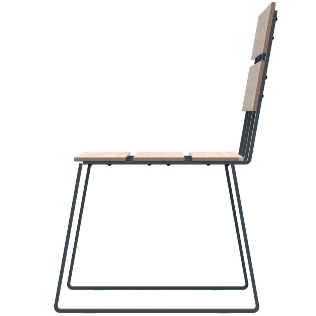 Banc public bois clair et acier Ballade Extreme gris anthracite