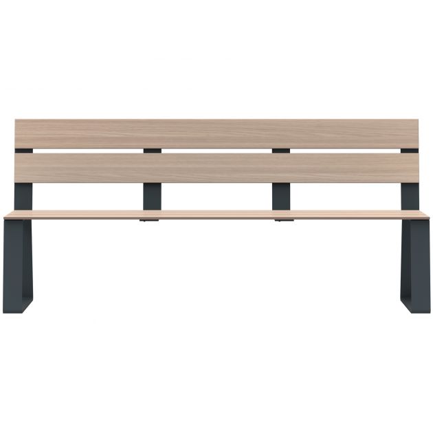 Banc public effet bois chêne clair et acier gris anthracite Ballade Extreme