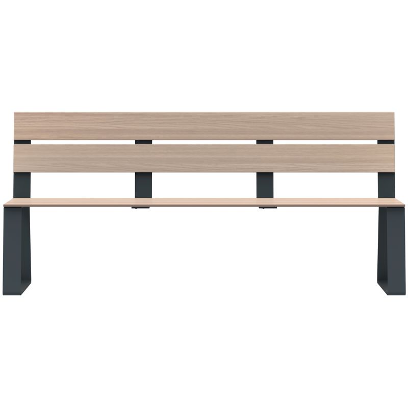 Banc public effet bois chêne clair et acier gris anthracite Ballade Extreme