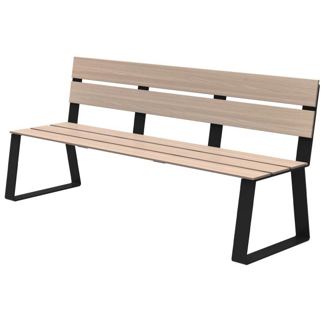 Banc public gris manganèse HPL et acier