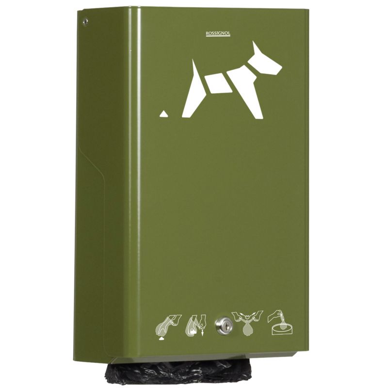 Distributeur sac à crotte mural en acier Rossignol vert Distributeur sac à crotte mural en acier Rossignol vert