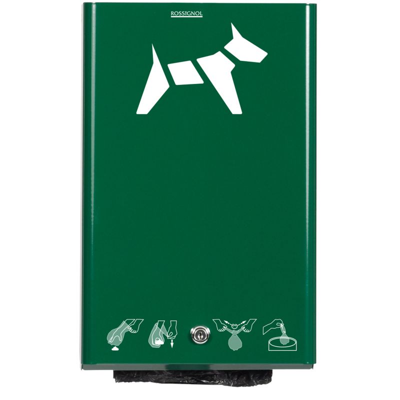 Distributeur sac à crotte mural en acier Rossignol vert foncé Distributeur sac à crotte mural en acier Rossignol vert foncé