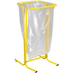 Support sur pied de sac poubelle fixe acier blanc 110 L Rossignol Jaune