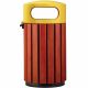 Poubelle d\'extérieur ronde bois et métal Zeno Jaune