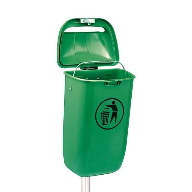Poubelle d'extérieur verte 50L plastique