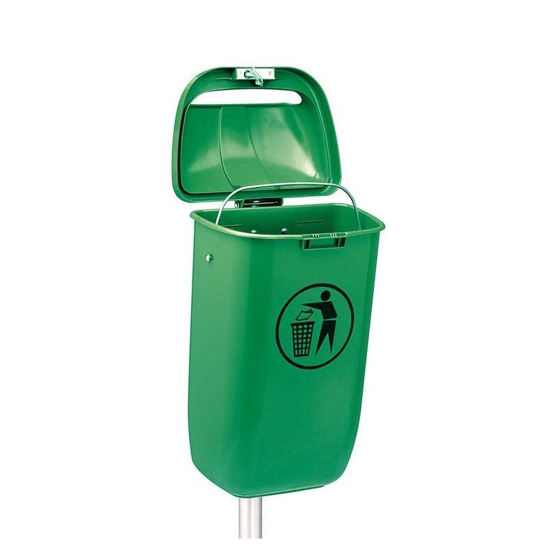 Poubelle d'extérieur verte 50L plastique