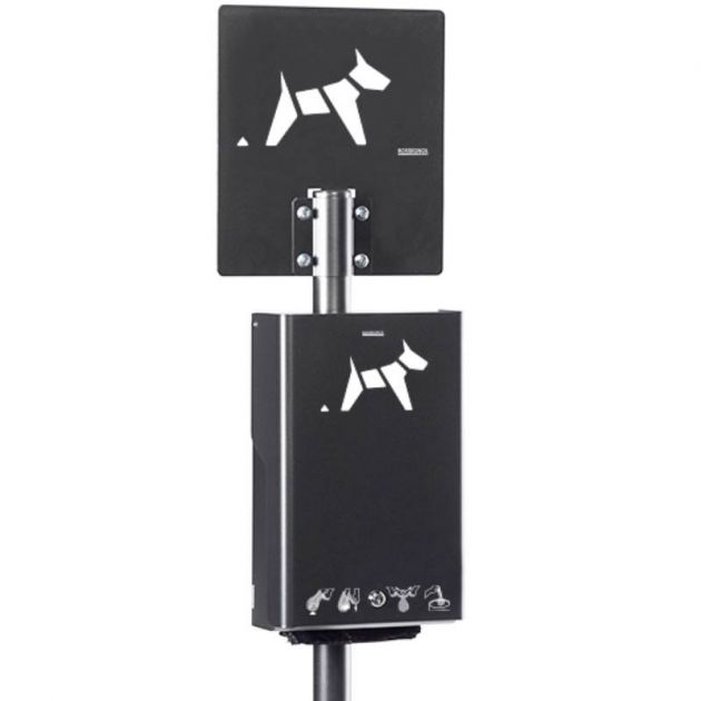 Distributeur de sachet canin sur pied 500 sacs liasses gris manganèse