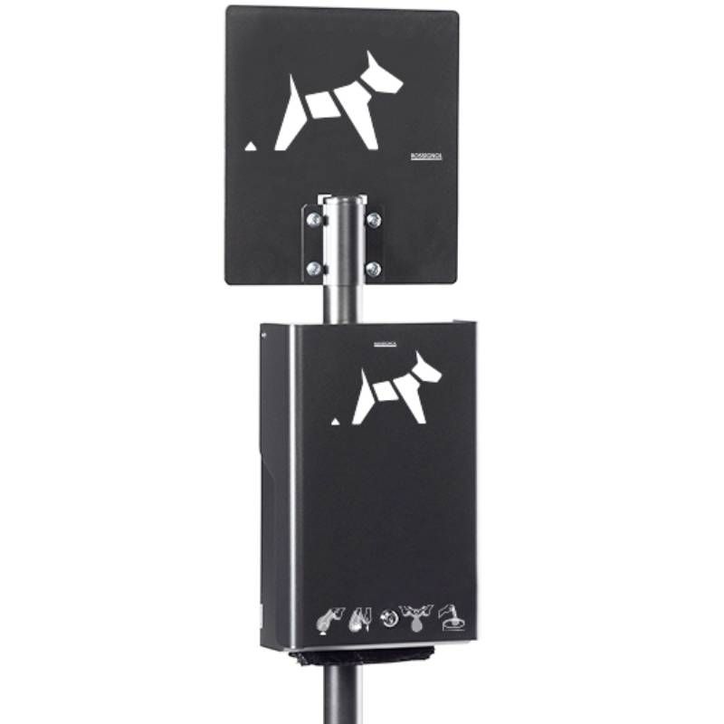 Distributeur de sachet canin sur pied 500 sacs liasses gris manganèse