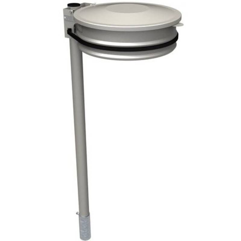 Support sac poubelle avec couvercle monoflux sur poteau à sceller blanc