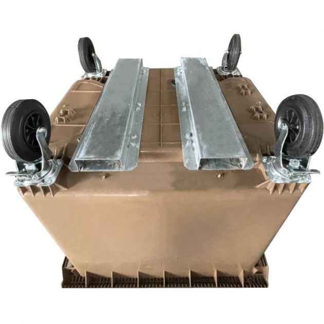 Passage de fourche pour conteneur poubelle 4 roues