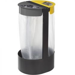 Poubelle tri sélectif double flux support sac vigipirate Rossignol Citwin Premium 2 x 75L Gris / Jaune