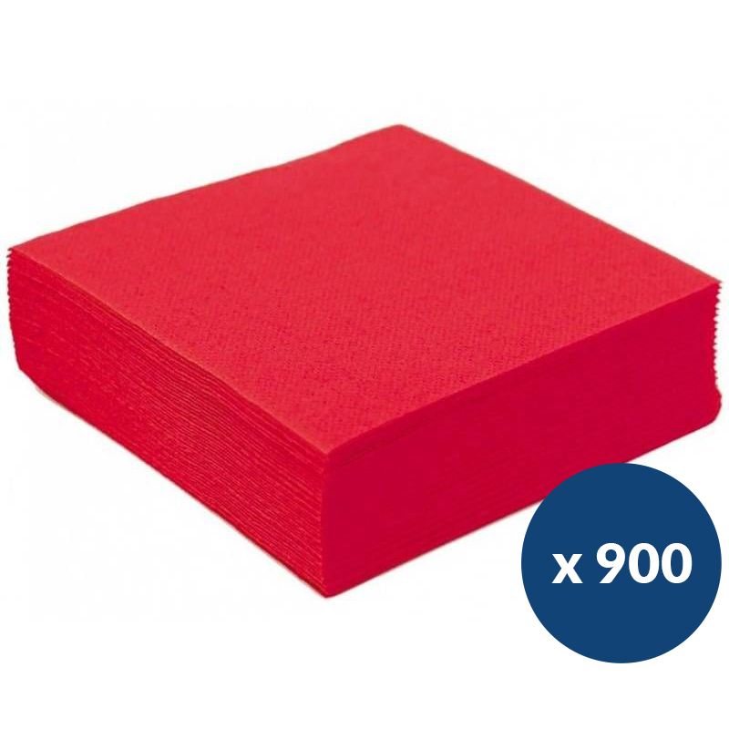 Serviette cocktail papier gaufré 25 x 25 cm x900 rouge